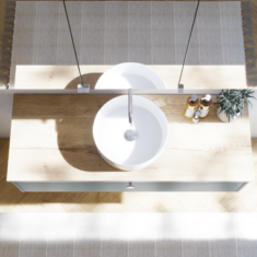 Eleganter Waschtisch aus hochwertiger Sanitärkeramik im modernen Bad