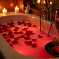 Romantisch dekoriertes Badezimmer für entspannte Wohlfühlmomente