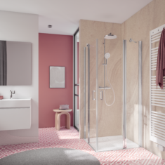 Dekorplatten für Badezimmerwände mit nahezu fugenloser Verbindung